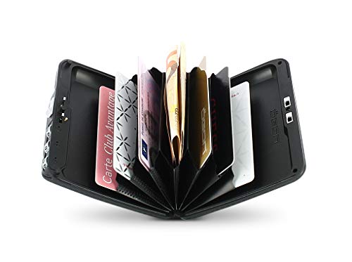 Ögon Smart Wallets - Code Wallet Cartera Tarjetero - Protección RFID: Protege Tus Tarjetas de Robar - hasta 10 Tarjetas + Recibos + Billetes - Aluminio anodizado (Negro)