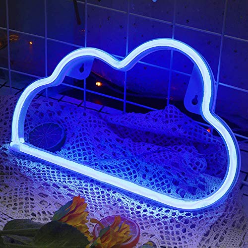 OHLGT Rayo luz de neón Señales luminosas LED nube señales de neón Iluminación de ambiente Azul Rayo Iluminación de interior decoración para el dormitorio infantil, bar, reunirse, navideña