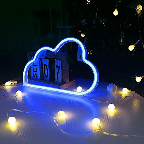 OHLGT Rayo luz de neón Señales luminosas LED nube señales de neón Iluminación de ambiente Azul Rayo Iluminación de interior decoración para el dormitorio infantil, bar, reunirse, navideña