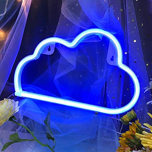 OHLGT Rayo luz de neón Señales luminosas LED nube señales de neón Iluminación de ambiente Azul Rayo Iluminación de interior decoración para el dormitorio infantil, bar, reunirse, navideña