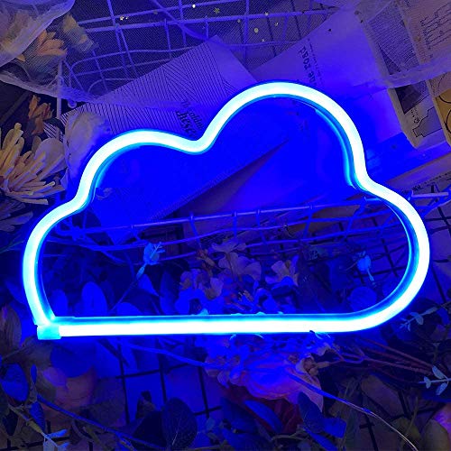 OHLGT Rayo luz de neón Señales luminosas LED nube señales de neón Iluminación de ambiente Azul Rayo Iluminación de interior decoración para el dormitorio infantil, bar, reunirse, navideña