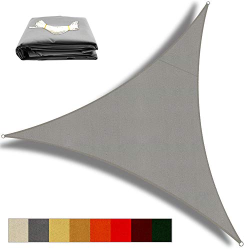 OKAWADACH Toldo Vela de Sombra Triangular 2 x 2 x 2m, protección Rayos UV Impermeable para Patio, Exteriores, Jardín, Color Gris Claro