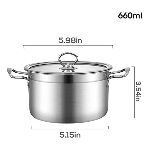 Olla con tapa de acero inoxidable de 14 cm, 6 L, antiadherente, para cocina de cocina de gas, cocina Parte inferior fina.