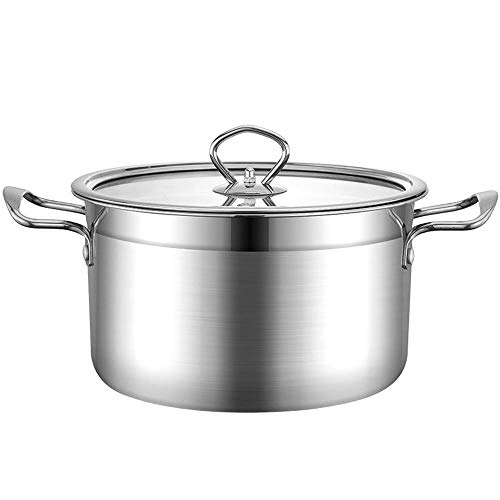 Olla con tapa de acero inoxidable de 14 cm, 6 L, antiadherente, para cocina de cocina de gas, cocina Parte inferior fina.