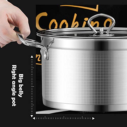 Olla con tapa de acero inoxidable de 14 cm, 6 L, antiadherente, para cocina de cocina de gas, cocina Parte inferior fina.