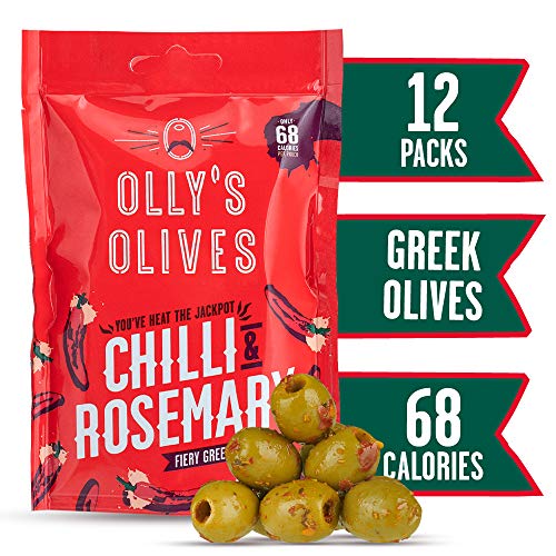 Olly's Olives | Aceitunas Verdes con Guindilla y Romero | The Bandit - 12 Bolsas de 50 g