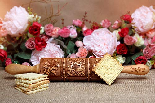 OmaMarta Springerle tallado rodillo de primavera flores en relieve rodillo de masa alemán springerle keks Navidad springerle galletas regalo de boda Marca