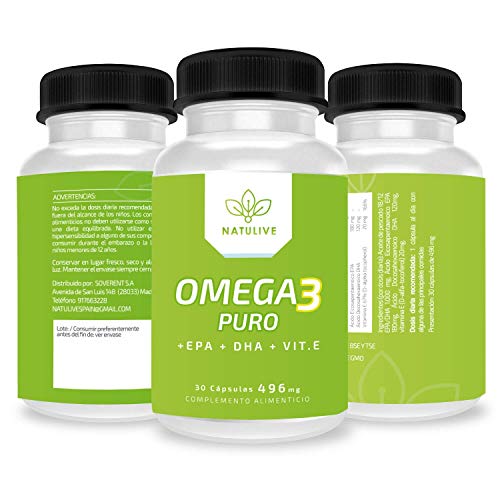 Omega 3 Puro | Reduce los niveles de colesterol | Aceite de pescado Omega 3 alta calidad + EPA/DHA + Vitamina E | Alta dosis de ácidos grasos omega 3 | Refuerza tu sistema cardiovascular | 30 cápsulas