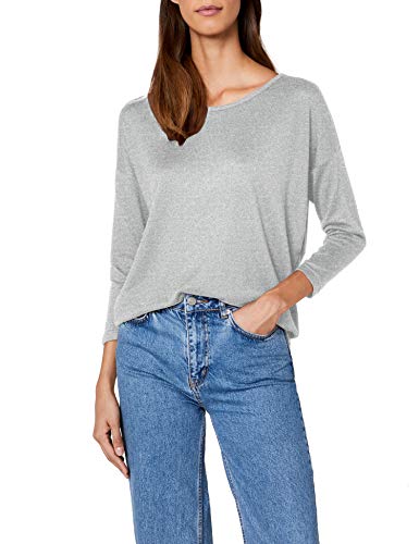 ONLY onlELCOS 4/5 SOLID TOP JRS NOOS, Camisa Manga Larga Mujer, Gris (Light Grey Melange), 36 (Talla del fabricante: Small)