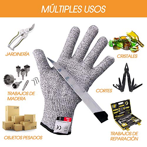 OnlyBP Guantes Anticorte (1 par), Guantes de protección y anticorte, Guantes resistentes a los Cortes Nivel 5 (L)