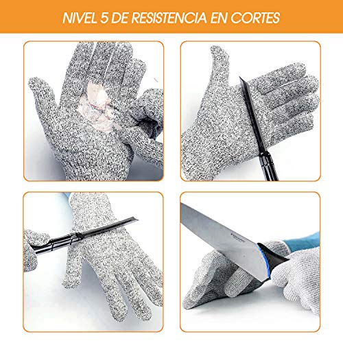 OnlyBP Guantes Anticorte (1 par), Guantes de protección y anticorte, Guantes resistentes a los Cortes Nivel 5 (L)