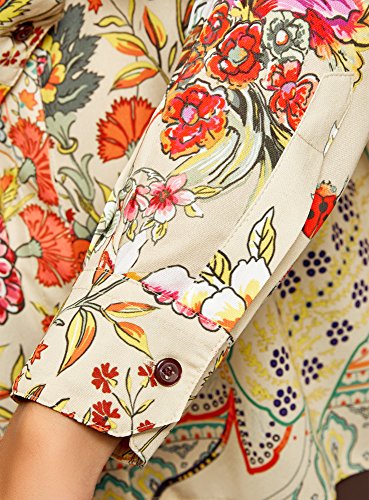 oodji Collection Mujer Blusa Ancha con Estampado Floral, Beige, ES 38 / S