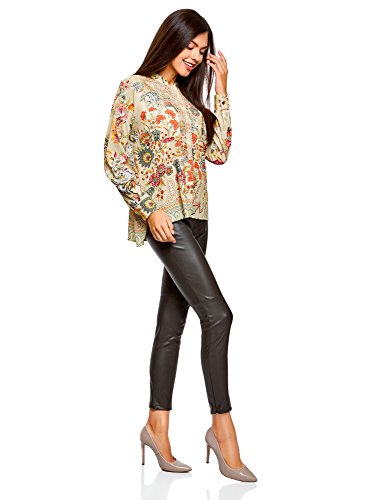 oodji Collection Mujer Blusa Ancha con Estampado Floral, Beige, ES 38 / S