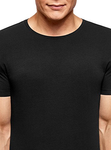 oodji Ultra Hombre Camiseta Básica (Pack de 2), Negro, M