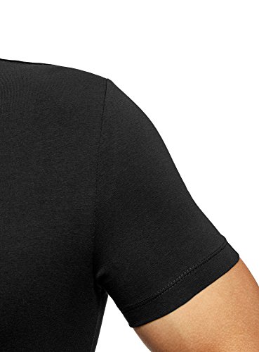 oodji Ultra Hombre Camiseta Básica (Pack de 2), Negro, M