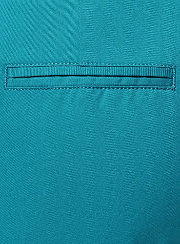 oodji Ultra Mujer Pantalones Chinos con Cinturón, Turquesa, ES 42 / L