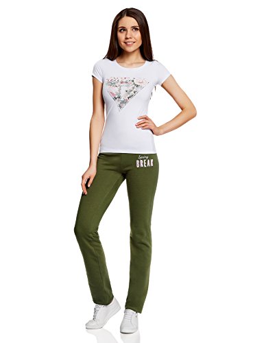 oodji Ultra Mujer Pantalones de Punto con Cordones, Verde, ES 36 / XS