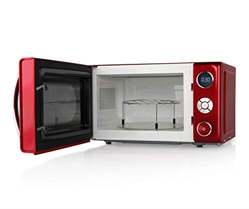 Orbegozo MIG2042 Microondas con Grill, 20 litros de Capacidad, 10 Niveles de Potencia, 8 menús automáticos preconfigurados, Sistema de cocción multifunción, Display Digital LED, 700 W, Acero, Rojo