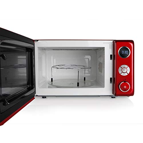 Orbegozo MIG2042 Microondas con Grill, 20 litros de Capacidad, 10 Niveles de Potencia, 8 menús automáticos preconfigurados, Sistema de cocción multifunción, Display Digital LED, 700 W, Acero, Rojo