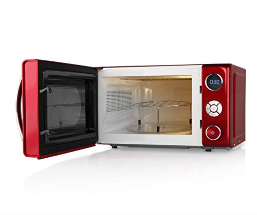 Orbegozo MIG2042 Microondas con Grill, 20 litros de Capacidad, 10 Niveles de Potencia, 8 menús automáticos preconfigurados, Sistema de cocción multifunción, Display Digital LED, 700 W, Acero, Rojo