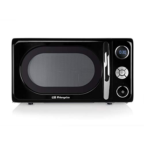 Orbegozo MIG2044 Microondas con Grill, 20 litros de Capacidad, 10 Niveles de Potencia, 8 menús automáticos preconfigurados, Sistema de cocción multifunción, Display Digital LED, 700 W, Acero, Negro