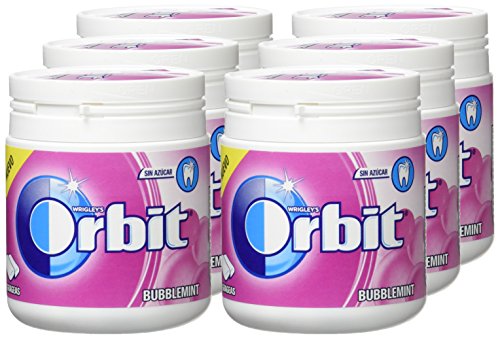 Orbit - Bubblemint - Chicle sin azúcar con edulcorantes y sabor a frutas y menta - 84 g - [Pack de 6]