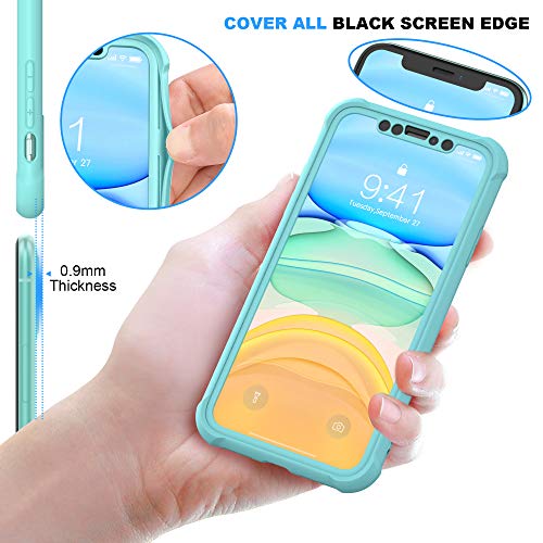 ORETECH Funda iPhone 11, Carcasa iPhone 11 con [ 2 x Protector de Pantalla de Vidrio Cristal Templado] 360° Carcasa Silicona Ligera Delgado PC TPU Bumper Rubber Caso para iPhone 11 Case 6.1''- Verde