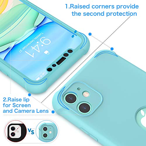 ORETECH Funda iPhone 11, Carcasa iPhone 11 con [ 2 x Protector de Pantalla de Vidrio Cristal Templado] 360° Carcasa Silicona Ligera Delgado PC TPU Bumper Rubber Caso para iPhone 11 Case 6.1''- Verde