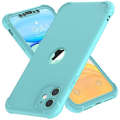 ORETECH Funda iPhone 11, Carcasa iPhone 11 con [ 2 x Protector de Pantalla de Vidrio Cristal Templado] 360° Carcasa Silicona Ligera Delgado PC TPU Bumper Rubber Caso para iPhone 11 Case 6.1''- Verde