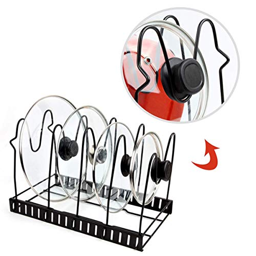 Organizador para ollas, 8 niveles desmontable, soporte ajustable para tapa de olla, 3 métodos de montaje, estante para utensilios de cocina, armario para encimera de cocina, armario