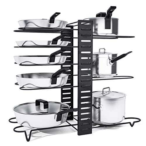 Organizador para ollas, 8 niveles desmontable, soporte ajustable para tapa de olla, 3 métodos de montaje, estante para utensilios de cocina, armario para encimera de cocina, armario