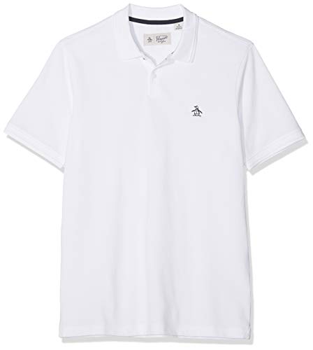 ORIGINAL PENGUIN Sticker Pete Raised Rib Polo, Blanco (Bright White 118), Large para Hombre