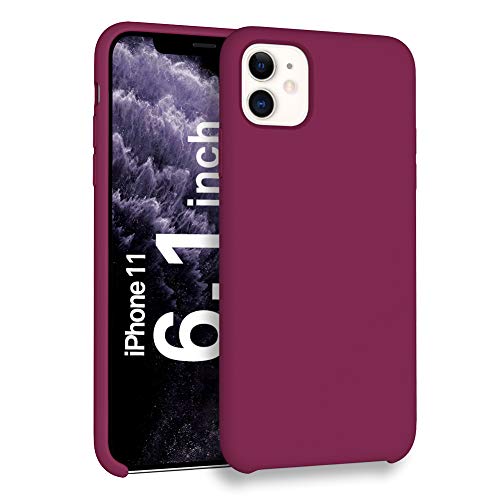 ORNARTO Funda Silicone Case para iPhone 11, Carcasa de Silicona Líquida Suave Antichoque Bumper para iPhone 11 (2019) 6,1 Pulgadas-Vino Rojo