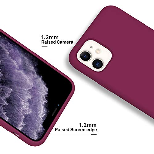 ORNARTO Funda Silicone Case para iPhone 11, Carcasa de Silicona Líquida Suave Antichoque Bumper para iPhone 11 (2019) 6,1 Pulgadas-Vino Rojo