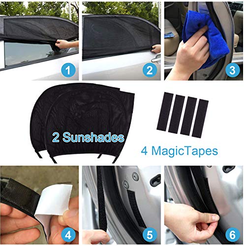 OSAH DRYPAK Parasol de Coche, Parasol de Coche Bebé, para Proteger del Sol a bebés y Mascotas, Doble Tejido para Máxima Protección contra Rayos UV, Mosquito, Fácil instalación, Pack de 2 Unidades