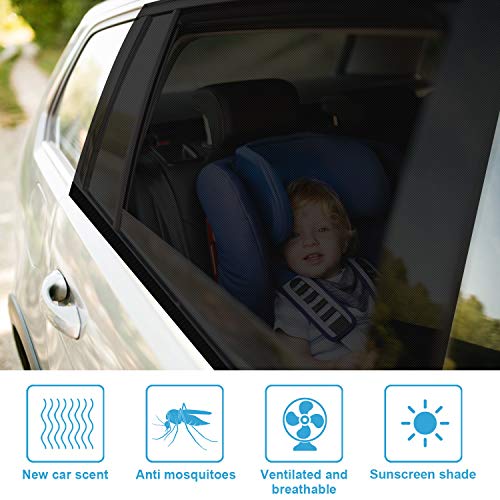 OSAH DRYPAK Parasol de Coche, Parasol de Coche Bebé, para Proteger del Sol a bebés y Mascotas, Doble Tejido para Máxima Protección contra Rayos UV, Mosquito, Fácil instalación, Pack de 2 Unidades