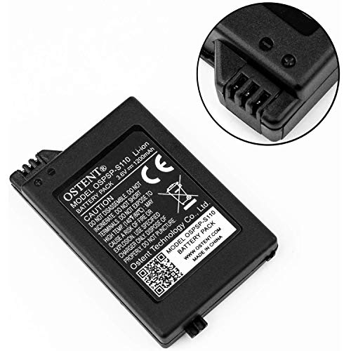 OSTENT Reemplazo de batería recargable de iones de litio de 1200 mAh 3.6 V para la consola Sony PSP 2000/3000 PSP-S110