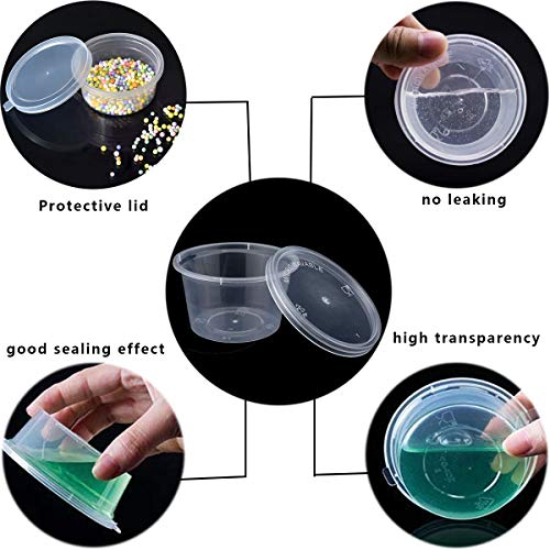 Osuter 60PCS Slime Containers, Plástico Contenedores de Limo a Prueba de Fugas Slime Storage Containers con Tapa para Pegamento Agua Cosmética Plastilina