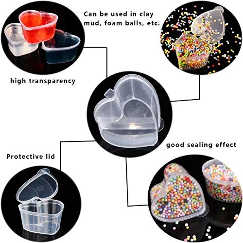 Osuter 60PCS Slime Containers, Plástico Contenedores de Limo a Prueba de Fugas Slime Storage Containers con Tapa para Pegamento Agua Cosmética Plastilina