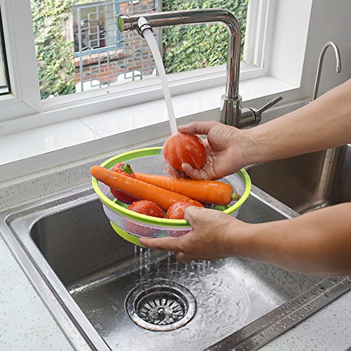 OUCHAN Colador plegable para platos de microondas, colador para frutas y verduras, sin BPA y no tóxico