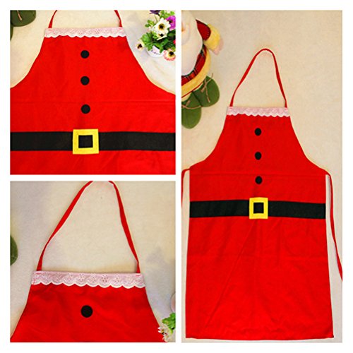 OUNONA Delantal Cocina de Navidad Delantal de Papá Noel para Adultos (Rojo)- 2 Piezas