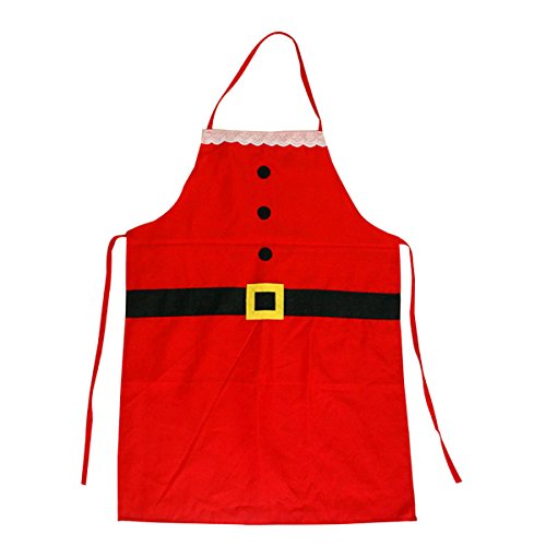 OUNONA Delantal Cocina de Navidad Delantal de Papá Noel para Adultos (Rojo)- 2 Piezas