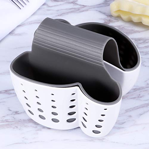 OUNONA Organizador de Fregadero Cocina Baño Cesto Porta Esponja Jabonera (Blanco)