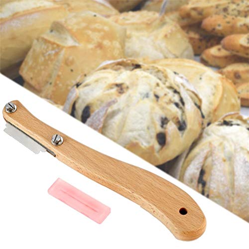 Ourine Fabricación de Masa Maquinilla de Afeitar Mango de Madera Utensilios para Hornear Cortadores de Pan Cortador Herramienta de Corte para Bricolaje Masa para Hornear Cocina