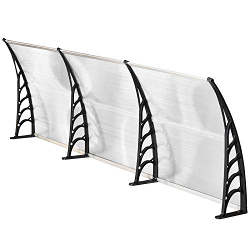 Outsunny Tejadillo de Protección contra Sol y Lluvia para Puertas Ventanas Marquesina de Techo Diseño Moderno Aleación de Aluminio Duradero 295x90x25 cm Transparente