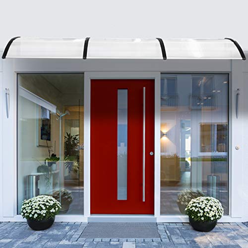 Outsunny Tejadillo de Protección contra Sol y Lluvia para Puertas Ventanas Marquesina de Techo Diseño Moderno Aleación de Aluminio Duradero 295x90x25 cm Transparente