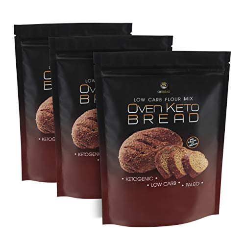 OVEN KETO BREAD Mezcla de Pan Harina para Proteínas Baja en Carbohidratos Pan Cetogénico 200 g Bajo en Calorías Paleo Keto Dieta Atkins (3 PACK)