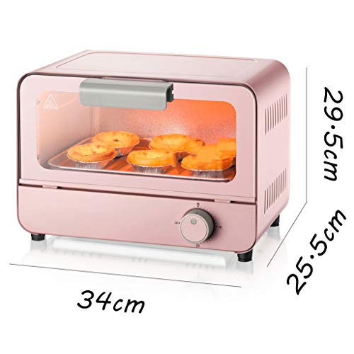 Oven Mini Horno EléCtrico DoméStico De 6l Perilla del Temporizador Malla EláStica/Puerta De Vidrio Templado/Tubo De Calentamiento De Vidrio De Cuarzo/Bandeja De Escoria/Manija De Aislamiento 800w