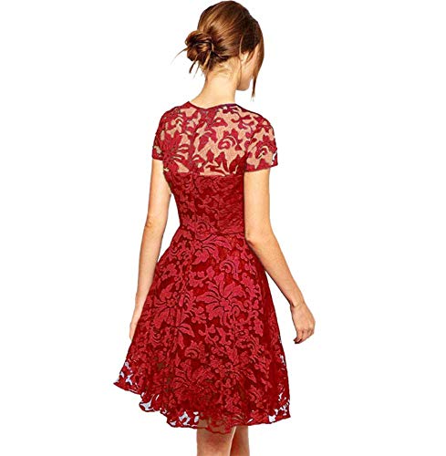 Ovender® - Vestido corto de mujer - Línea elegante / Formal - Ideal para todo tipo de fiestas Rosso Pizzo XXXXL