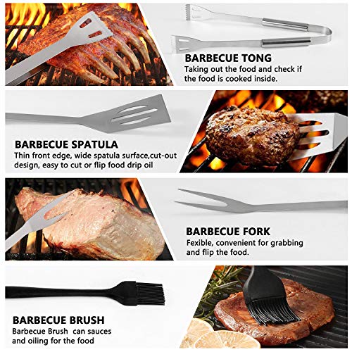 Oxford Street Utensilios para Barbacoa,Conjuntos de Barbacoa de Acero Inoxidable,Utensilios para Barbacoa 16 Piezas Completas de Herramientas Paquete de Caja Regalo para Gourmets